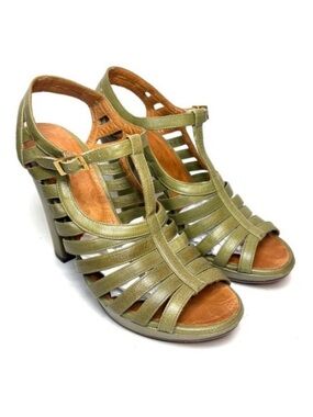 Chie Mihara Green Leather Strappy Sandals | 39